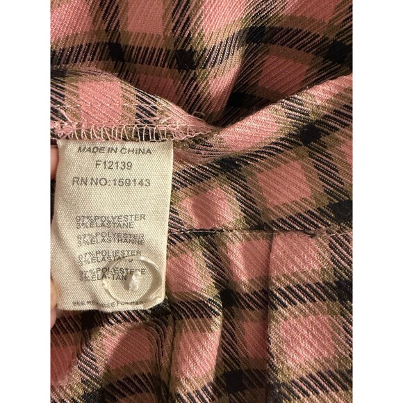 FRNCH Paris Pants Womens Medium Pink Plaid Wide Leg Trousers High Rise Cuffed - Picture 6 of 7